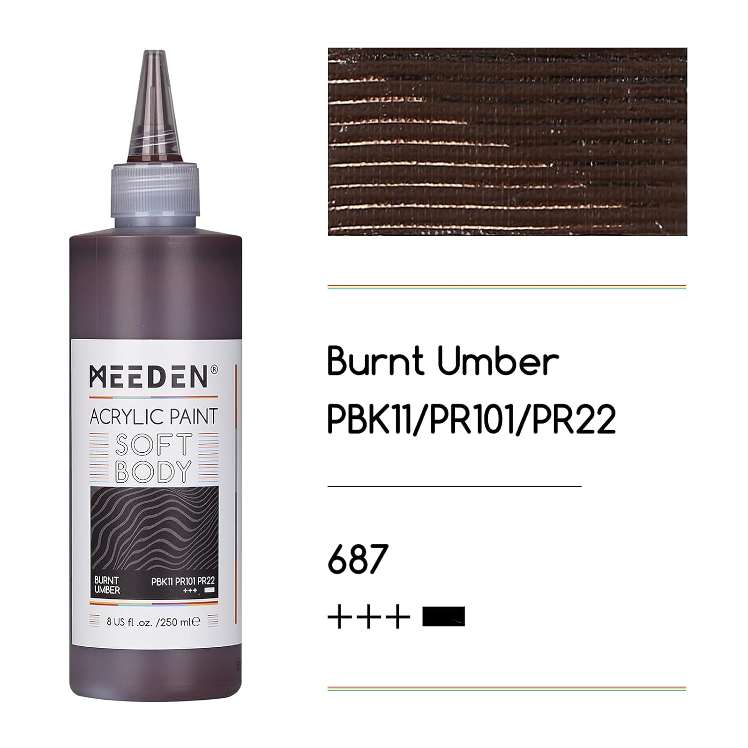 Burnt Umber Acrylic Paint: Matte Finish 250Ml/8.45Oz Soft Body Bulk Acrylic Colors In Matte Finish - Fluid Flow Art Paints For Artists Canvas Painting