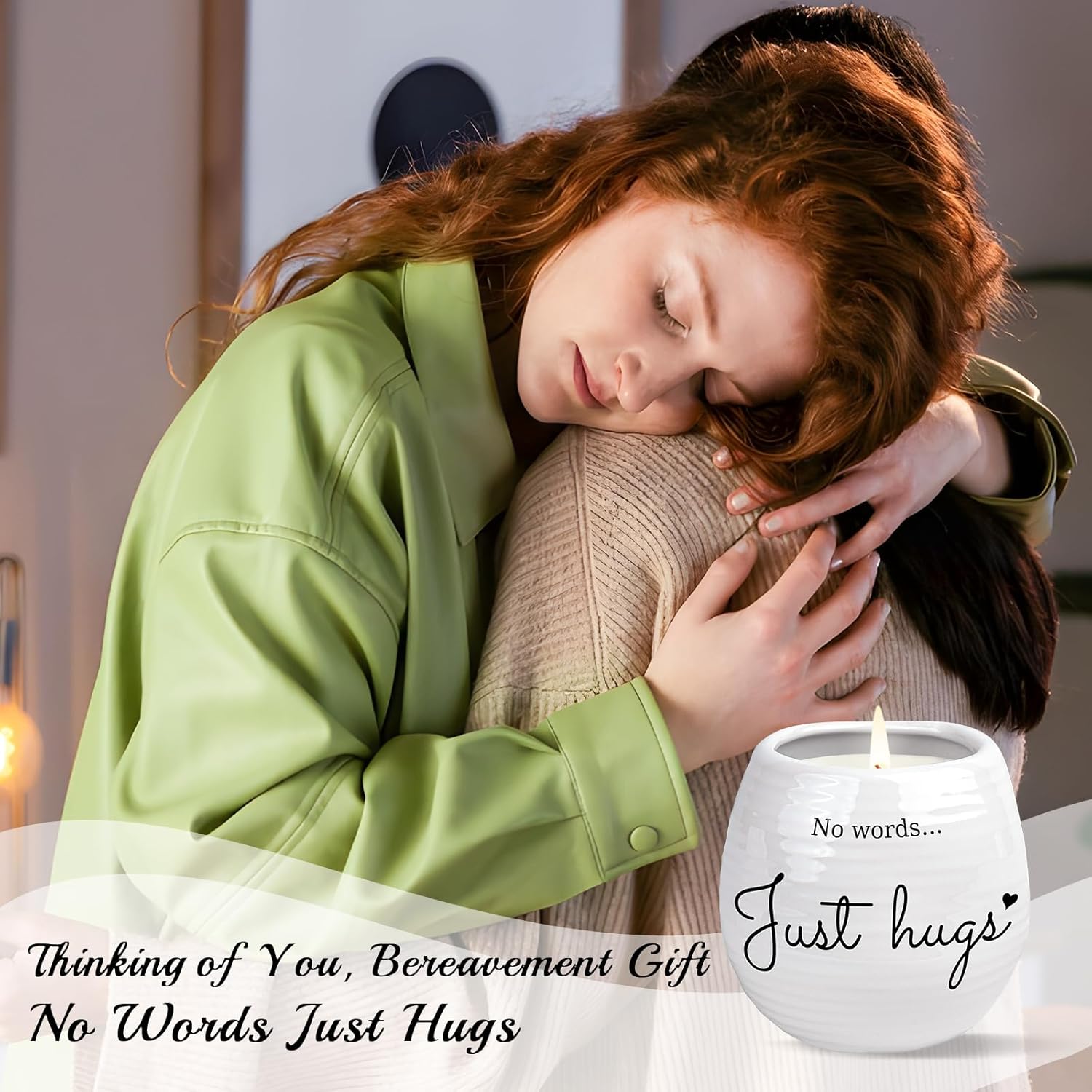 Sympathy Gifts For Loss Of Loved One, Memorial Gifts - No Words Just Hugs Lavender Scented Candle 10Oz - Bereavement, Grief, Thinking Of You, Get Well, Condolence Candle For Women