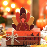 4 Pcs Thanksgiving Turkey Decor Wooden Turkey Tiered Tray Decor Thanksgiving Book Stack Bundle Farmhouse Turkey Sign Rustic Fall Decor For Home Thanksgiving Table Centerpiece Shelf(Cute)