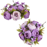 Peony Artificial Flowers For Centerpieces: 2 Pcs 9.4 Inch Diam Purple Faux Peony Flowers Fake Flower Balls Arrangement Bouquet Wedding Centerpieces For Tables Wedding Centerpiece Decorations