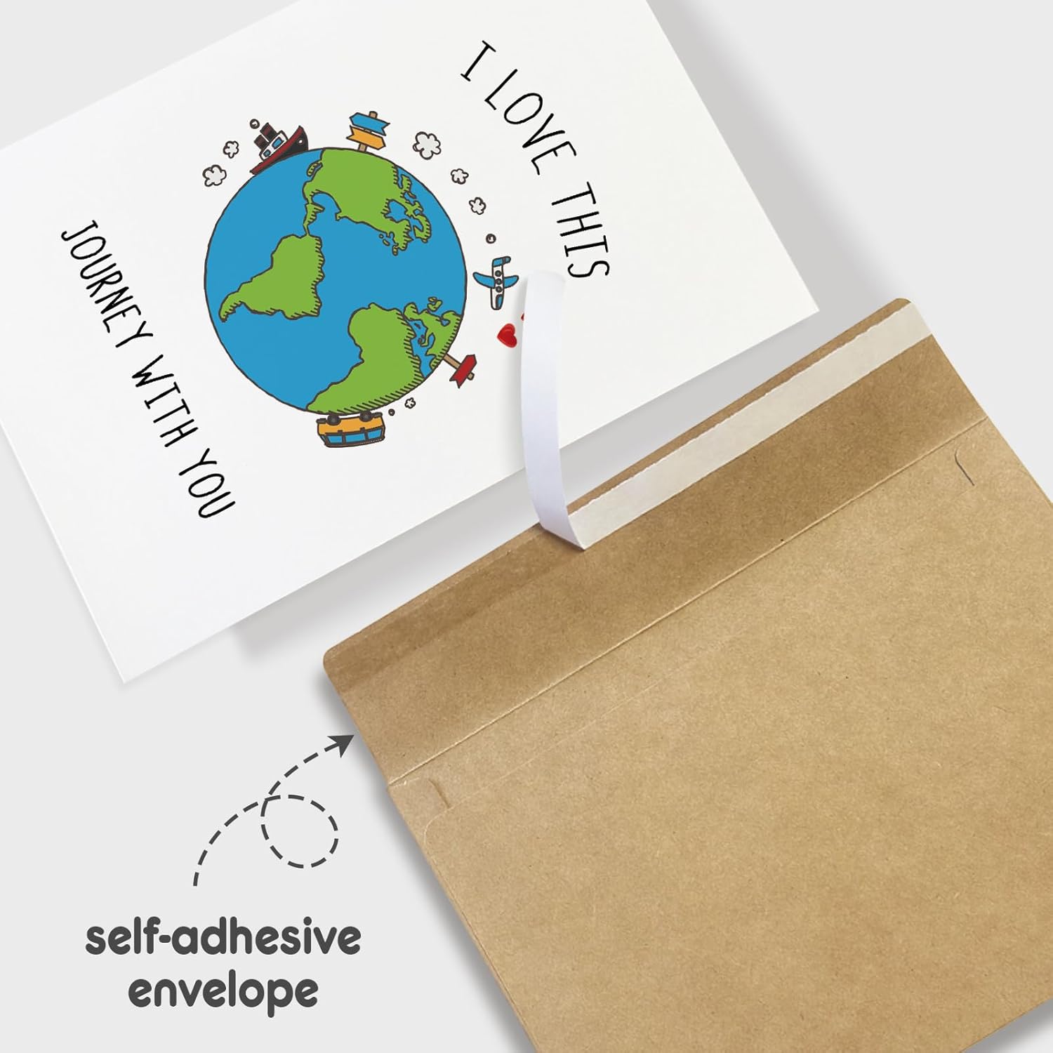 Romantic Globe Birthday Card For Boyfriend Girlfriend, Travel Themed Anniversary Card For Him Her, I Love This Journey With You