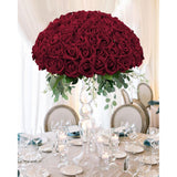 50Pcs Red Roses Artificial Flowers,Fake Velvet Rose Bulk, Artificial Roses Bouquet With Long Stems For Wedding Party Arrangement Centerpiece Decorations(Dark Red)