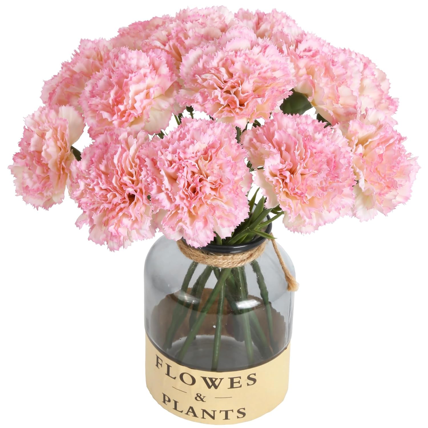 Artificial Carnation Flowers - 15Pcs Pink Silk Flowers With Stems For Home Decor, Wedding, Bridal Bouquet, Anniversary, Birthday And Floral Arrangements
