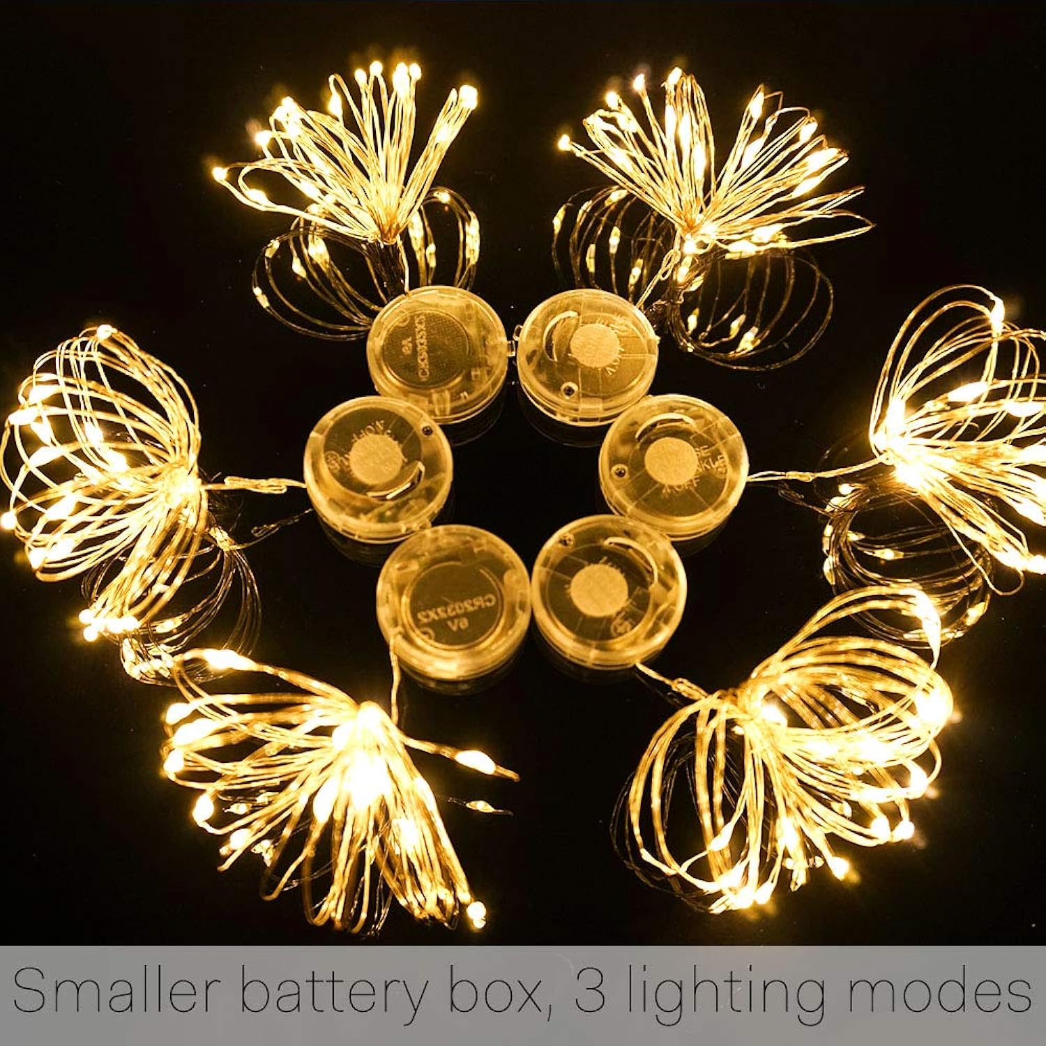 Fairy String Lights With 3 Flashing Modes, 18 Pcs 20 Led Flickering Waterproof Starry Firefly Lights, Battery Operated,