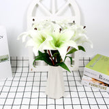 6 Pcs Artificial Lily Real Touch Fake Flowers Lily For Wedding Home Party Garden Shop Office Decoration Easter Lily (White, 6)