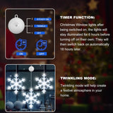 3Pcs Christmas Window Lights Decorations With Timer, Battery Powered Christmas Hanging White Lighted Snowflake Shaped Le