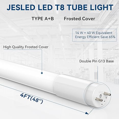 10 Pack 4FT T8 LED Bulbs Type A B 14W 2450LM 4000K Neutral White Fluorescent Replacement