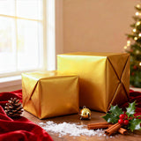 Gold Christmas Wrapping Paper, Solid Color Matte Metal Gift Paper Roll - 17 Inch X 33 Feet, Gift Wrapping Paper For Xmas, Wedding, Birthday, Holiday Party