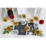 20Pcs Gold Roses Artificial Flowers Fake Roses Real Looking Silk Flowers Bulk Big Faux Flowers With Stems For Wedding Centerpieces Table Home Party Decoration Bridal Floral Arrangement (Gold)