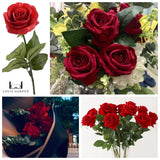 Red Rose Artificial Flowers, 1Pc 17" Single Red Rose For Valentine'S Mother'S Day Home Decor Centerpieces Party Wedding Anniversary Decorations