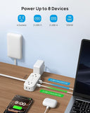 Flat Plug Power Strip 4 Outlets 4 USB Ports 2 USB C 3FT 900J Surge Protector