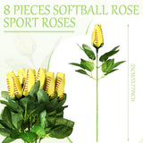 8 Pieces Softball Rose Sport Roses Softball Senior Gifts Bouquet Decorations Yellow Artificial Flowers