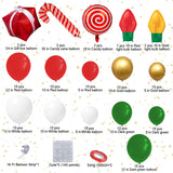 Balloons 152Pcs Garland Kit For Christmas, Red, White, Green, Gold, Candy Cane, Gift Box, Light Bulb Foil Balloons, Decorations, Party Supplies