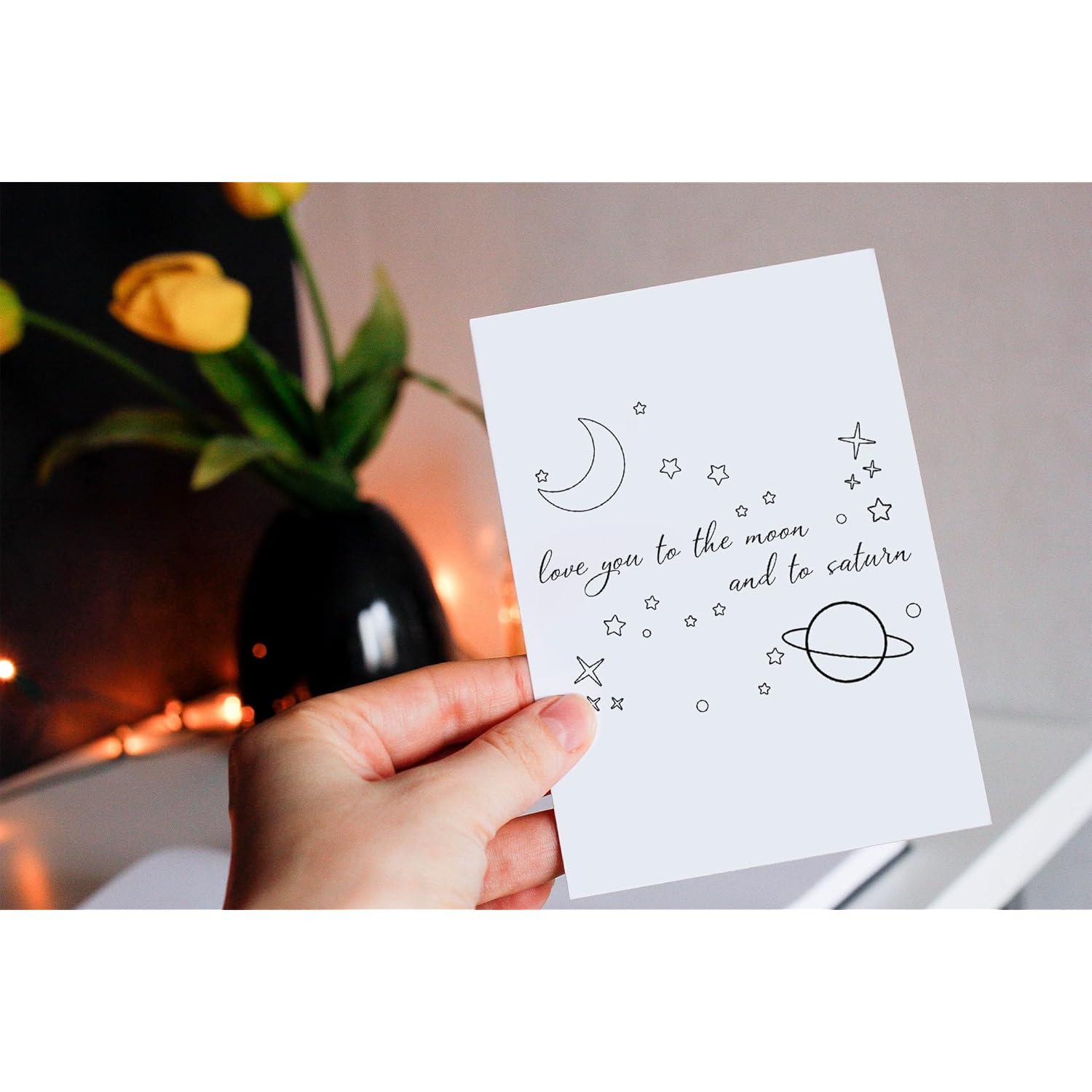 Love You To The Moon And To Saturn - Lyric Song Card - Romantic Card - Love You Card Gift For Him - Her - Anniversary Card - Gift Idea For Love - Valentine'S Day Card - Greeting Card