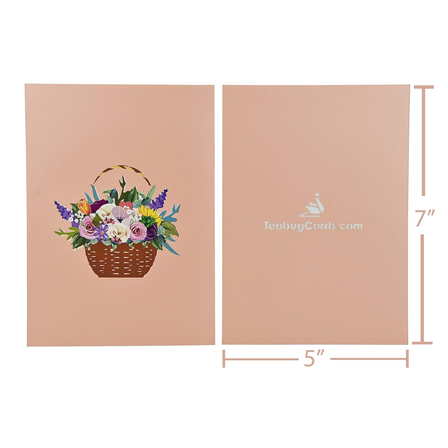 Floral Basket Flower Pop Up Greeting Card For Birthday, Thank You Valentines, Mothers Day, Graduation, Retirement, Thinking Of You, All Occasion (Mixed Flower Basket)