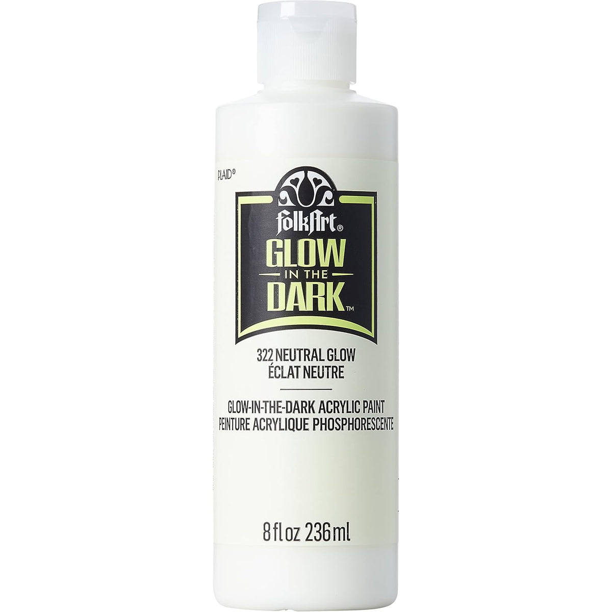 FolkArt glow in the dark Acrylic paint, 8 oz, Neutral 8 Fl Oz