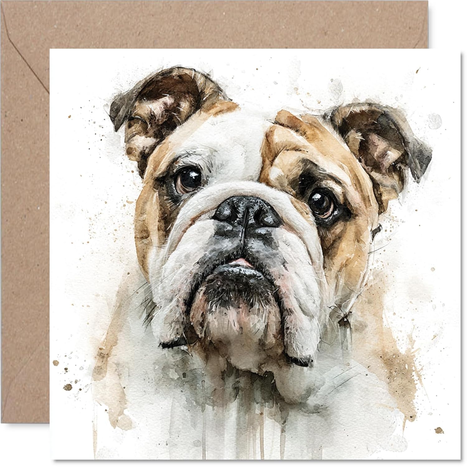 Bulldog Birthday Card For Men Women - Dog Breeds - Happy Birthday Card For Uncle Brother Cousin Friend, 5.7 Inch Bday Greeting Cards