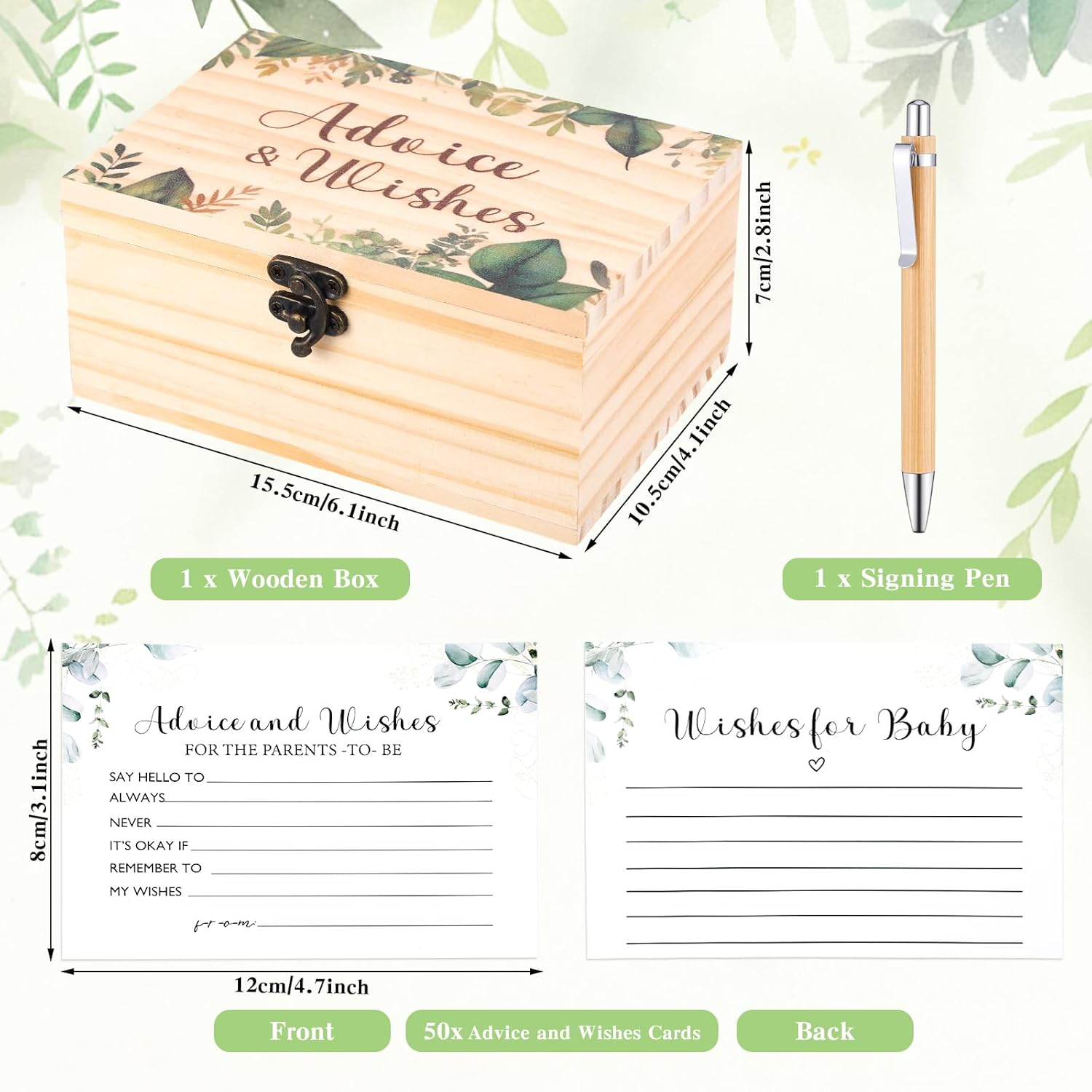60 Pcs Baby Shower Advice Cards For Parents To Be Advice And Wishes Cards Wooden Box Baby Shower Game Party Decorations