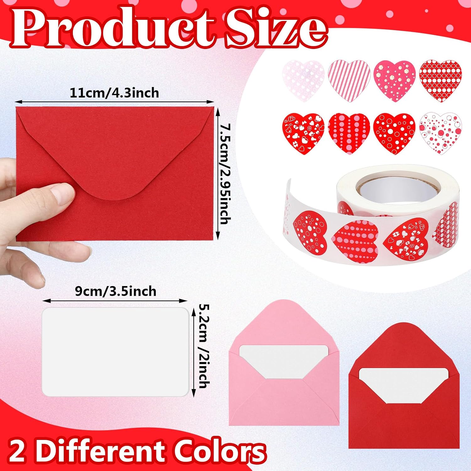 400 Set Mini Valentine Greeting Cards With Envelopes Stickers Valentine Red Pink Love Small Greeting Cards Bulk Blank Note For Galentine Day Gift Supplies(Red,Pink)
