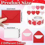 400 Set Mini Valentine Greeting Cards With Envelopes Stickers Valentine Red Pink Love Small Greeting Cards Bulk Blank Note For Galentine Day Gift Supplies(Red,Pink)