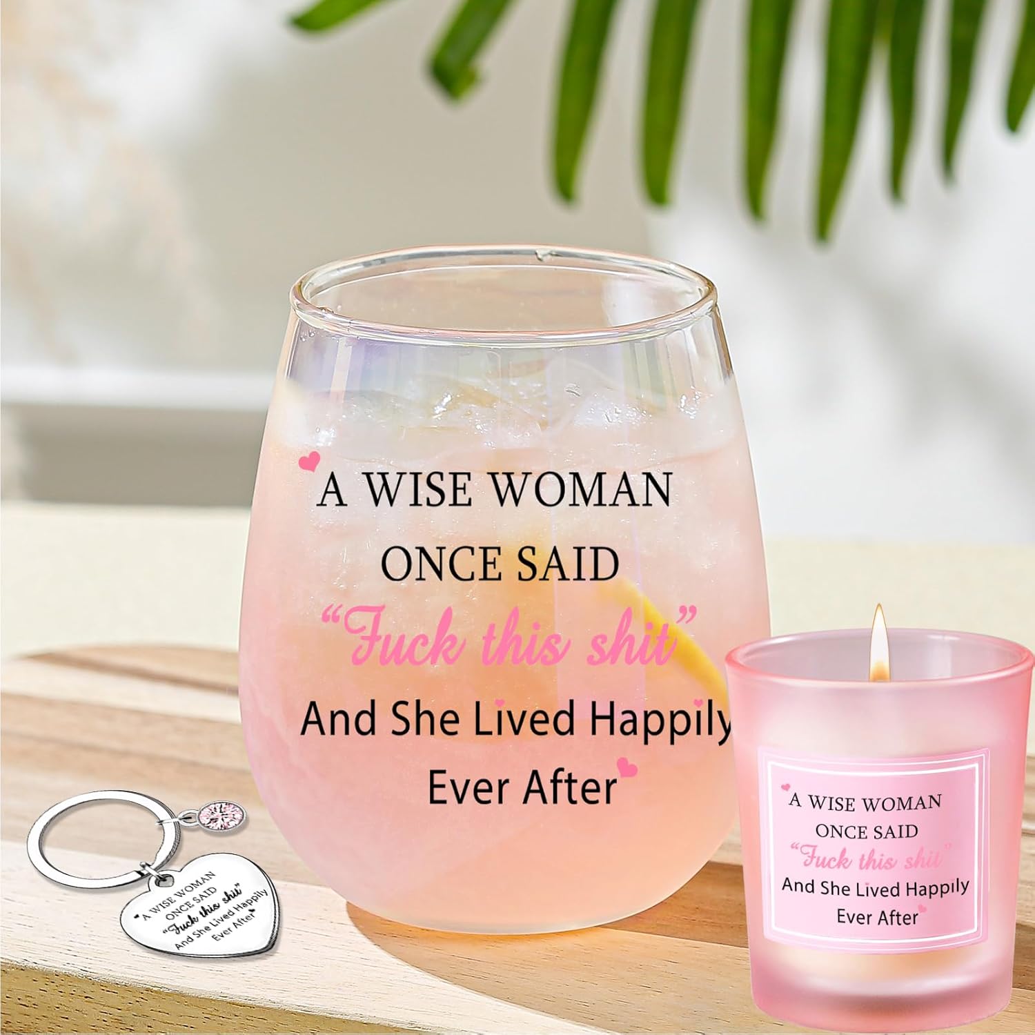 Stemless Glass Wine Glass, 16.2 Oz, Happy Woman Style, 480 Ml, Rectangular, Reusable, Home Use, Funny Gift For Women, Birthday, Christmas, Valentine'S Day, Mother'S Day, Women'S Day