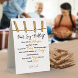 Don'T Say Baby Sign, Baby Shower Clothespin Game, Includes A 5X7 Standing Sign And 50 Mini Natural Clothespins - 036…