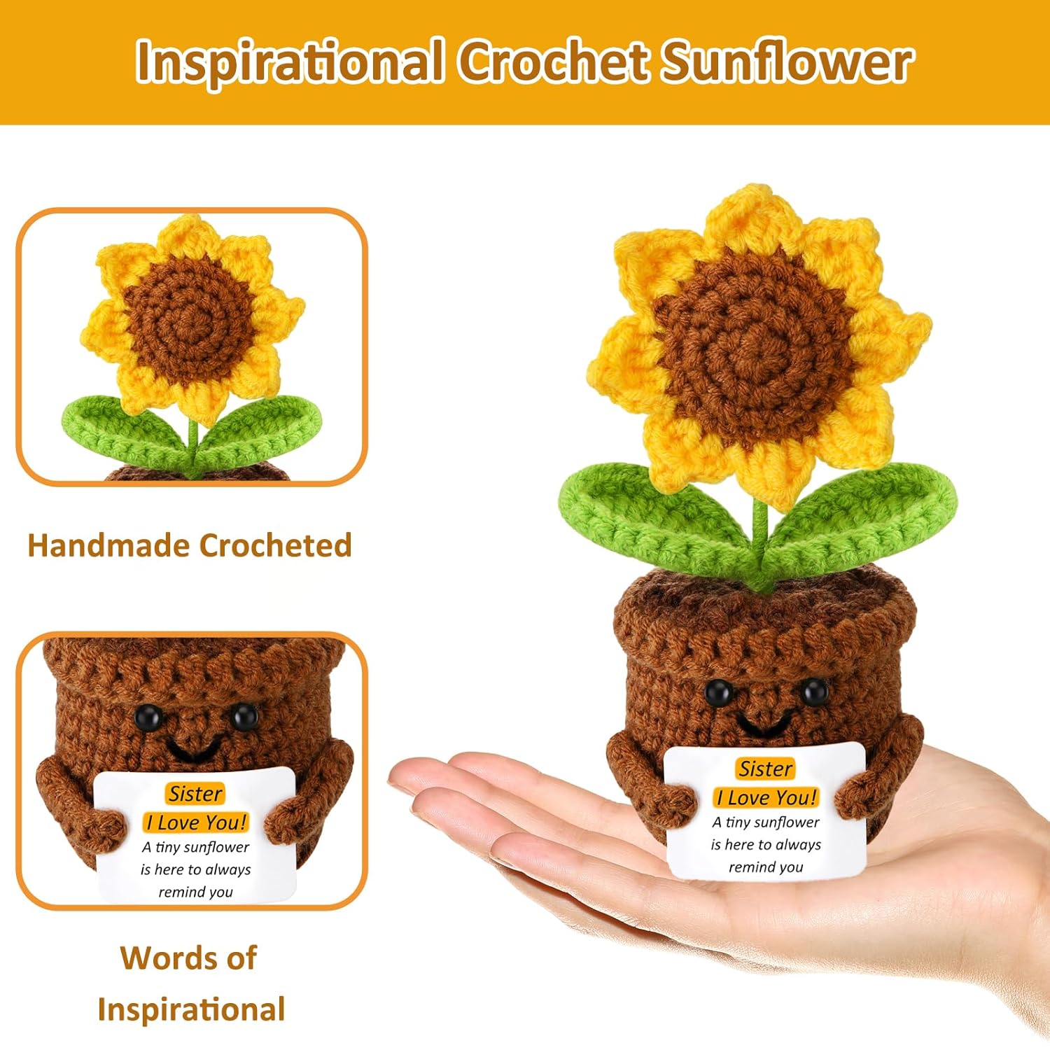Valentines Day Gifts For Her Sister Birthday Gifts From Sister Emotional Support Crochet Sunflower Gifts For Women Friends