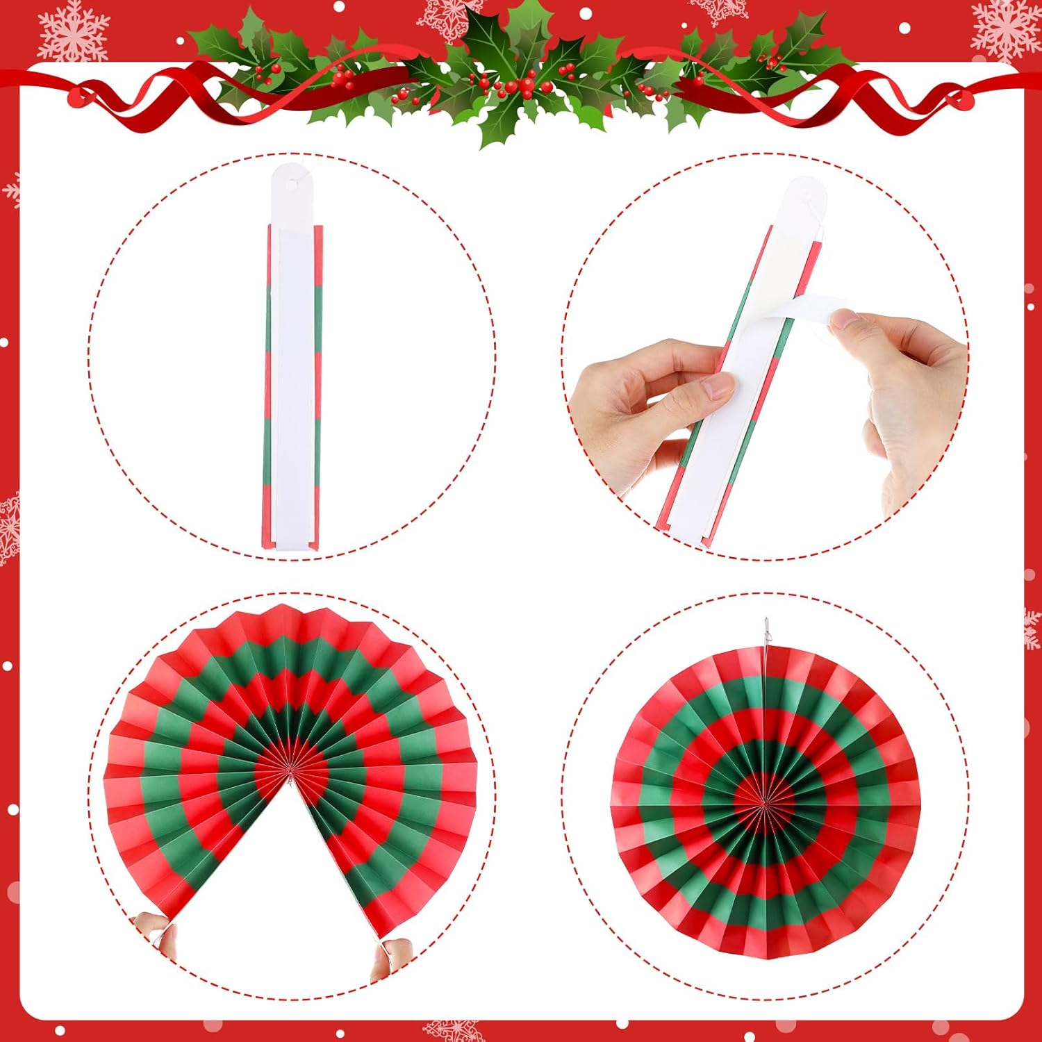Christmas Hanging Decorations Candy Paper Fans Peppermint Hanging Paper Fans Candy Cane Ceiling Wall Decor For Christmas Party Classroom Birthday Party(9 Pcs,Sweet)