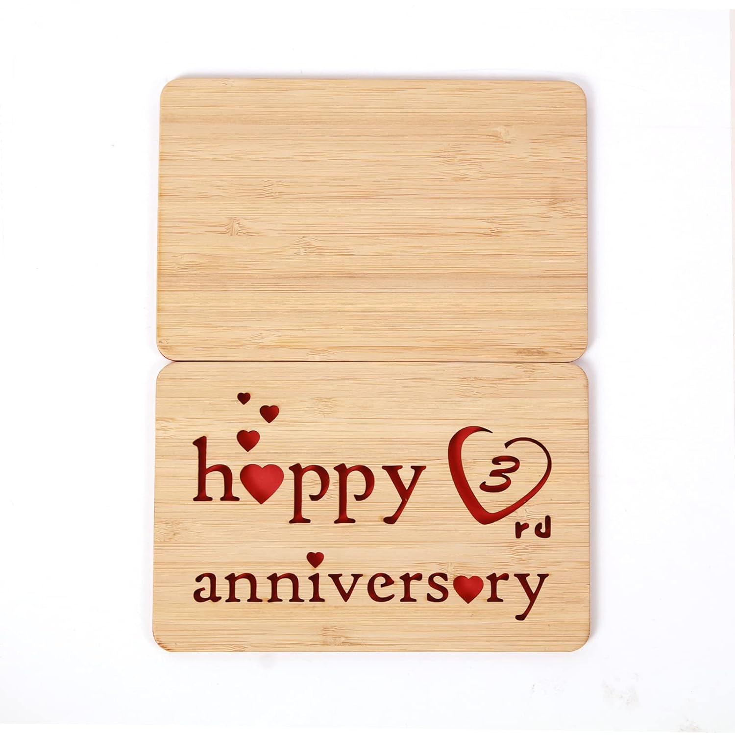 Wooden 3Rd Anniversary Card,Handmade 3 Years Wedding Anniversary Greeting Cards, 3Rd Leather Anniversary Card For Her,Him,Husband,Wife