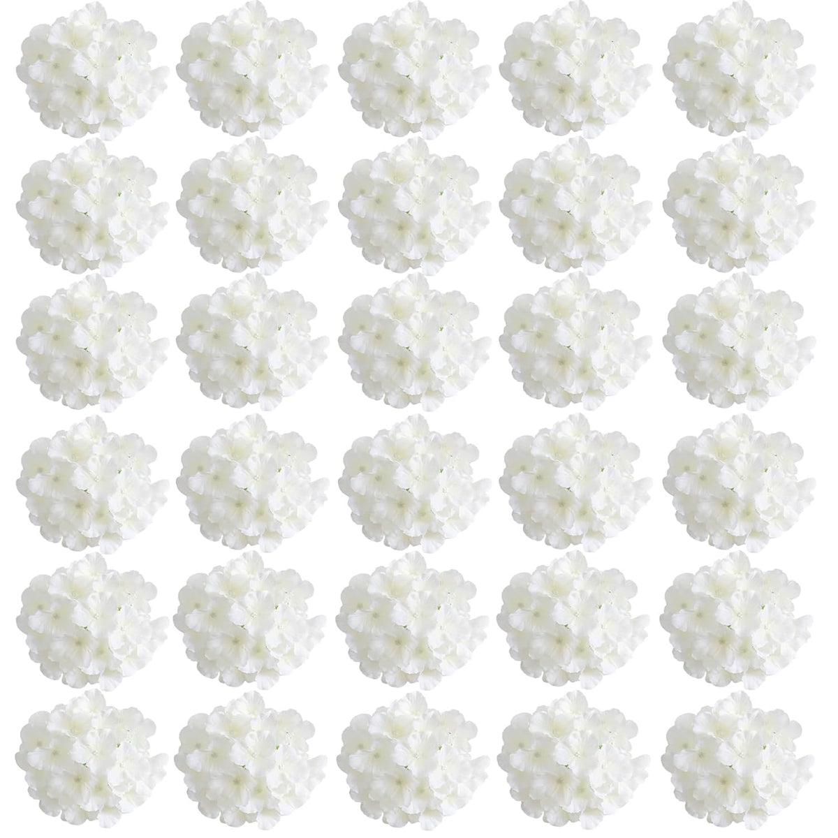 30 Pcs Hydrangea Flowers Artificial Flowers Silk Hydrangea Flowers Head With Stem, Used For Home Wedding Party Decoration (Ivory)