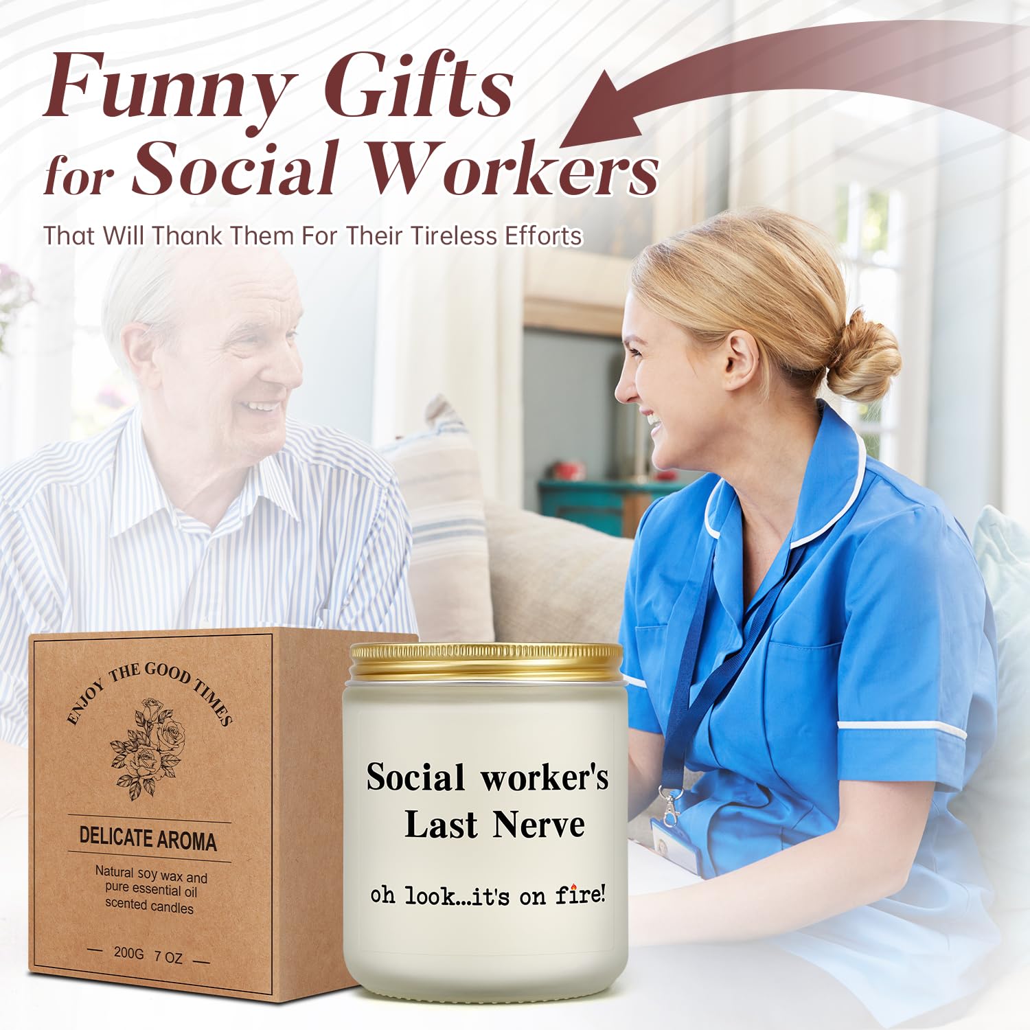 Social Worker Gifts For Women Men, Funny Social Work Month 2025 Gift, Appreciation Gift For Social Worker Birthday Retirement Graduation, Social Worker’S Last Nerve Candle For Lcsw Msw Acws