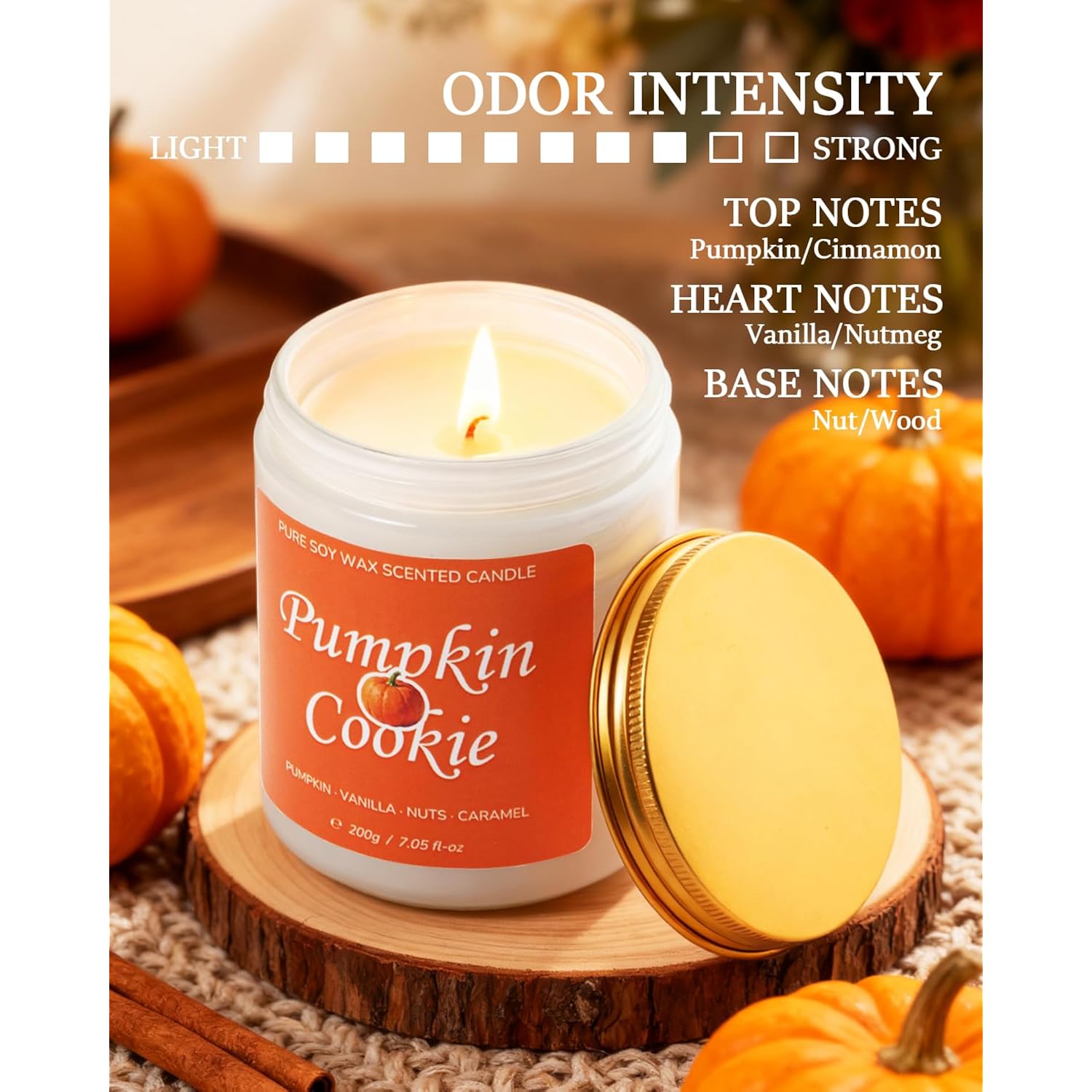 Fall Scented Candle For Home, Pumpkin Cookie 7.05 Oz 40 Hour Burn Time, Long Lasting Soy Jar Candle, Gifts For Christmas, Halloween, Mother'S Day, Inspirational Gifts For Women, Aromatherapy