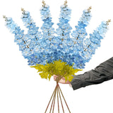 6Pcs 240 Heads Blue Delphinium Artificial Flowers, 47"/120Cm Long Stem Larkspur Artificial Flowers, Faux Artificial Snapdragon Flowers For Tall Vase, Home Office Garden Wedding Decor