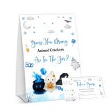 Halloween Baby Shower Games, Little Ghost Guess How Many Animal Crackers For Boys Or Girls Spooky Gender Reveal Party Decorations, 1 Sign + 50 Guessing Cards - B02