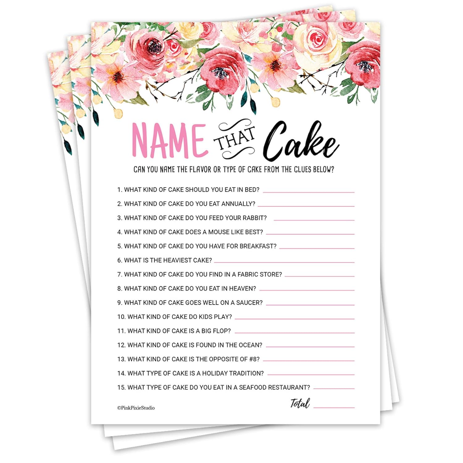 30 Name That Cake Game Cards- Bridal Or Baby Shower, Birthday, Gender Reveal, Engagement Or Bachlorette Party- Fun, Easy Activity For Women, Men, And Kids