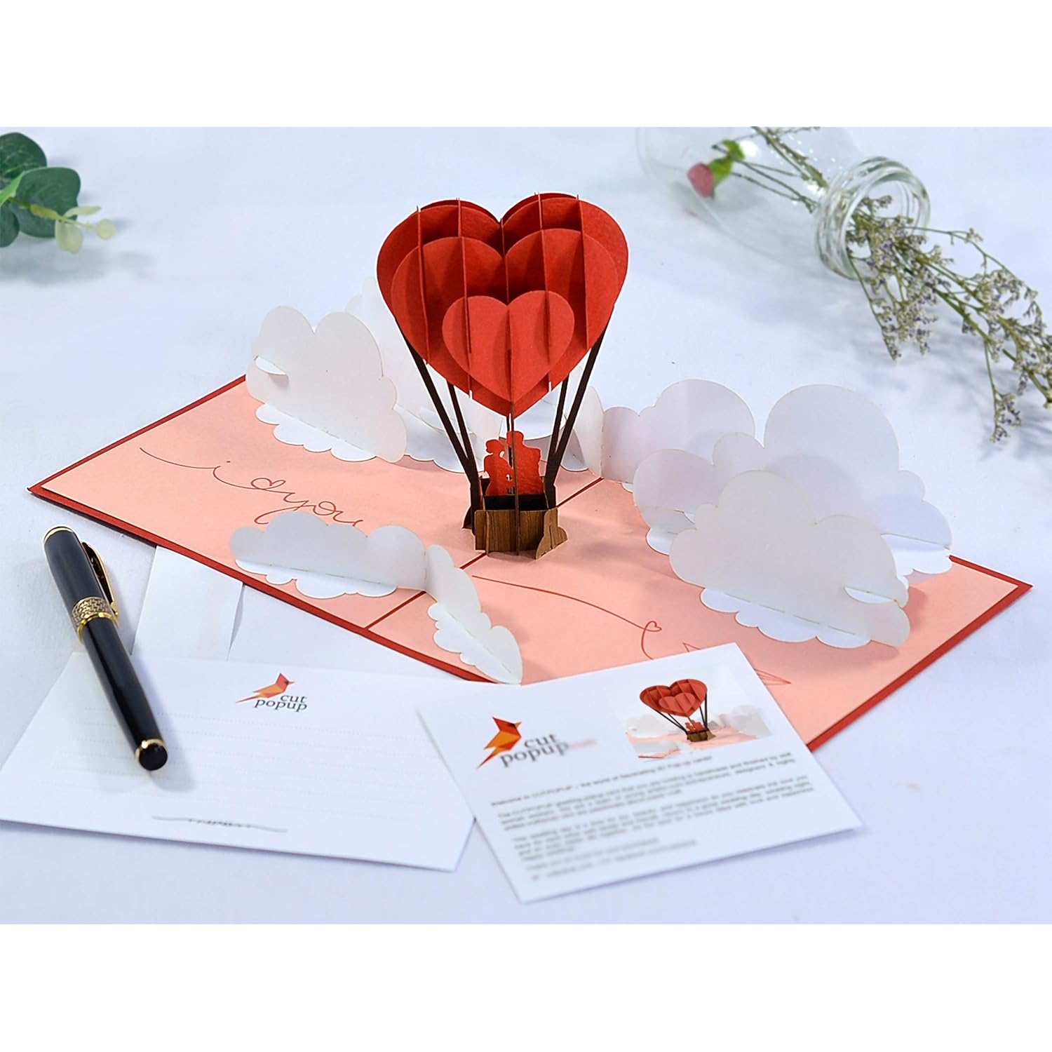 Valentines Day Card, Anniversary Card Pop Up, Wedding 3D Greeting Card, Valentine'S Day, Romantic Loved Card (Air Balloon)