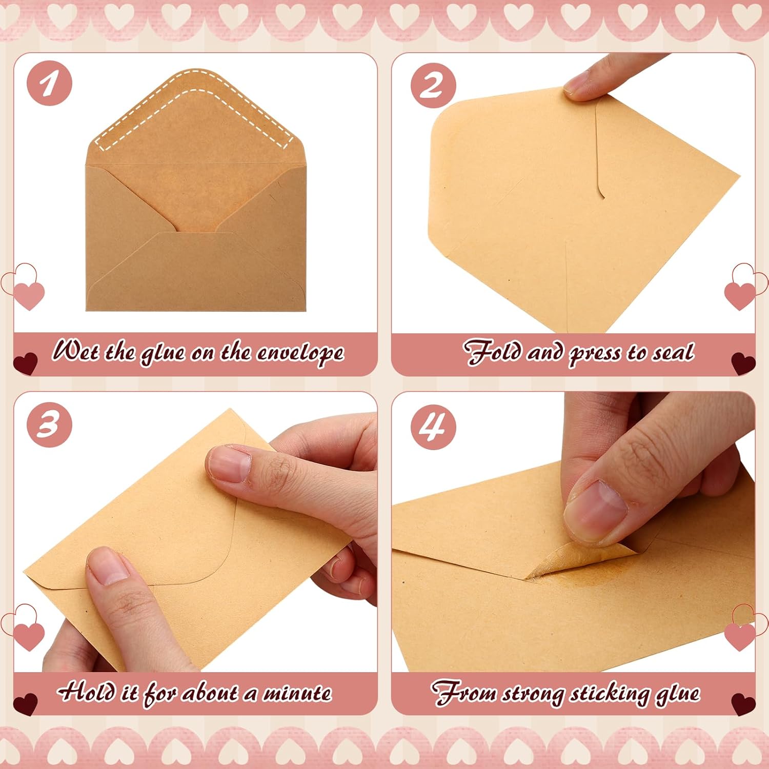 240 Pcs Valentine'S Day Mini Envelopes With 240 Pcs Blank Heart Shaped Greeting Cards 4.13 X 2.76 Inch Diy Small Enclosure Card Blank Gift Note For Valentines Anniversary(Red Heart)