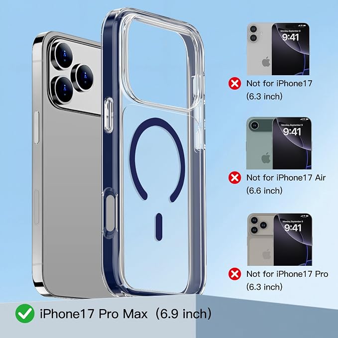 Crystal Clear Magnetic Phone Case with Stand for Apple iPhone 18 Pro Max and iPhone 17 Pro Max