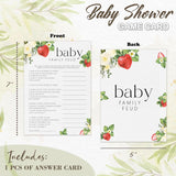 Hilarious Gender Reveal Games For Adults Women Men, Strawberry Sweet Family Feud Game Cards For Party Decorations Favors Ideas -30 Pcs, 5X7 In - H03