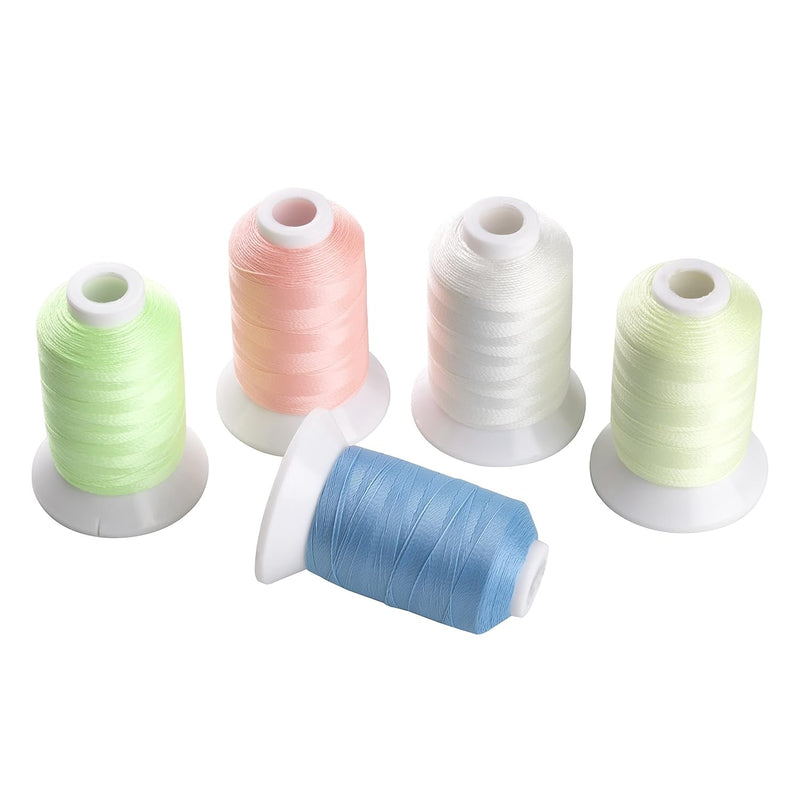 Glow In The Dark Thread, Polyester Embroidery Thread, 5 Spools 550 Yards Each,