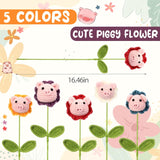 10 Sets Positive Pig Crochet Flower Bulk For Women Cute Handmade Crochet Pig Flower Emotional Support Valentine'S Day Appreciation Gifts For Mom Teacher Nurse Coworker Employee Office Staff
