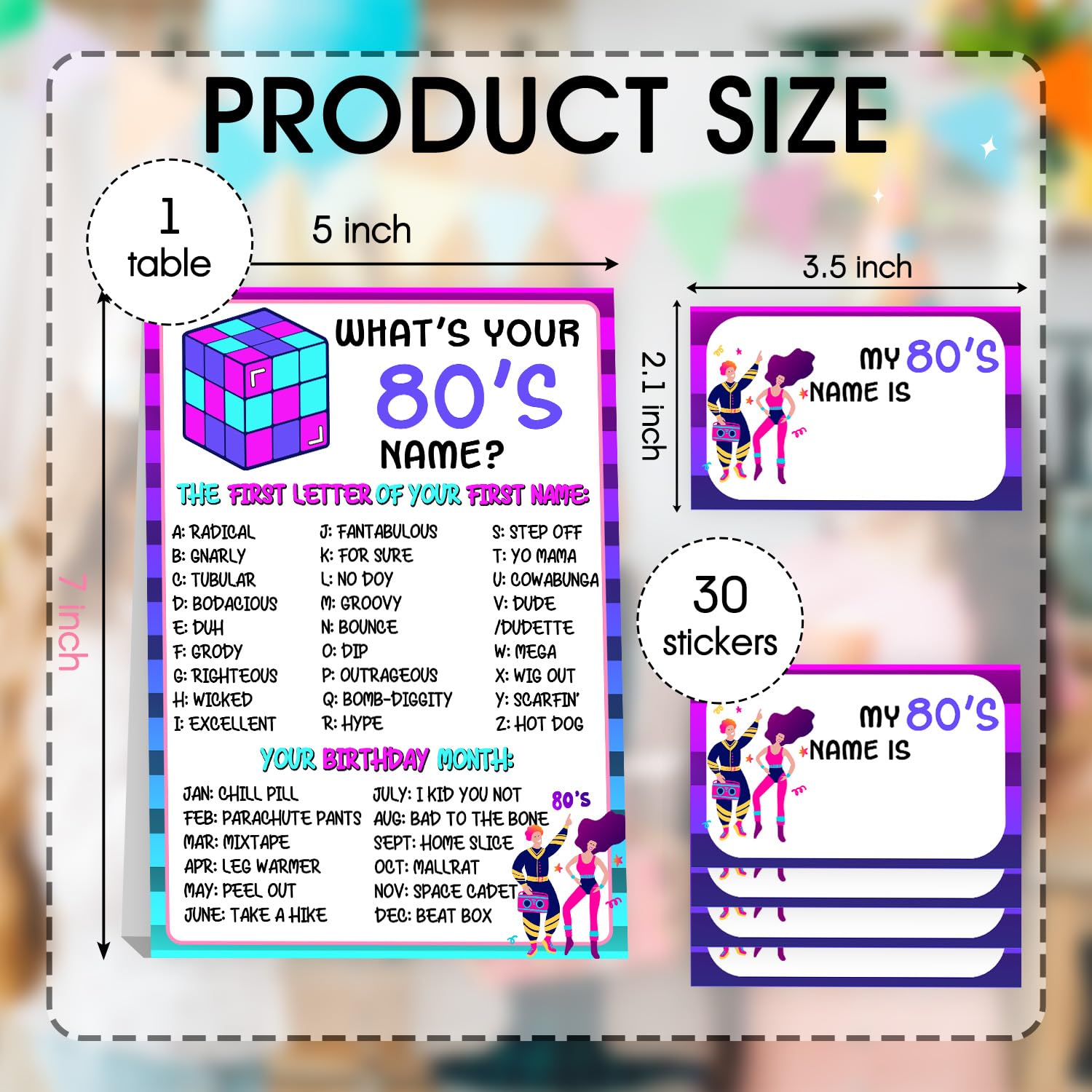 80S Theme Party Decorations, 80'S Theme Birthday Party Sign Decoration For Boys Girls, Kids Activity Cards, What'S Your 80'S Name, Activity Decoration Supplies