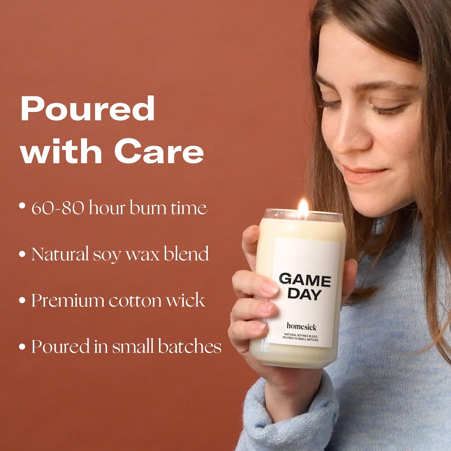 Scented Candles For Home (Game Day) - 13.75 Oz Long-Lasting Soy Wax Blend Jar Candle Gifts For Women & Men, 60-80 Hours Burn Time - Notes Of White Amber, Tonka Bean & Smoked Birch