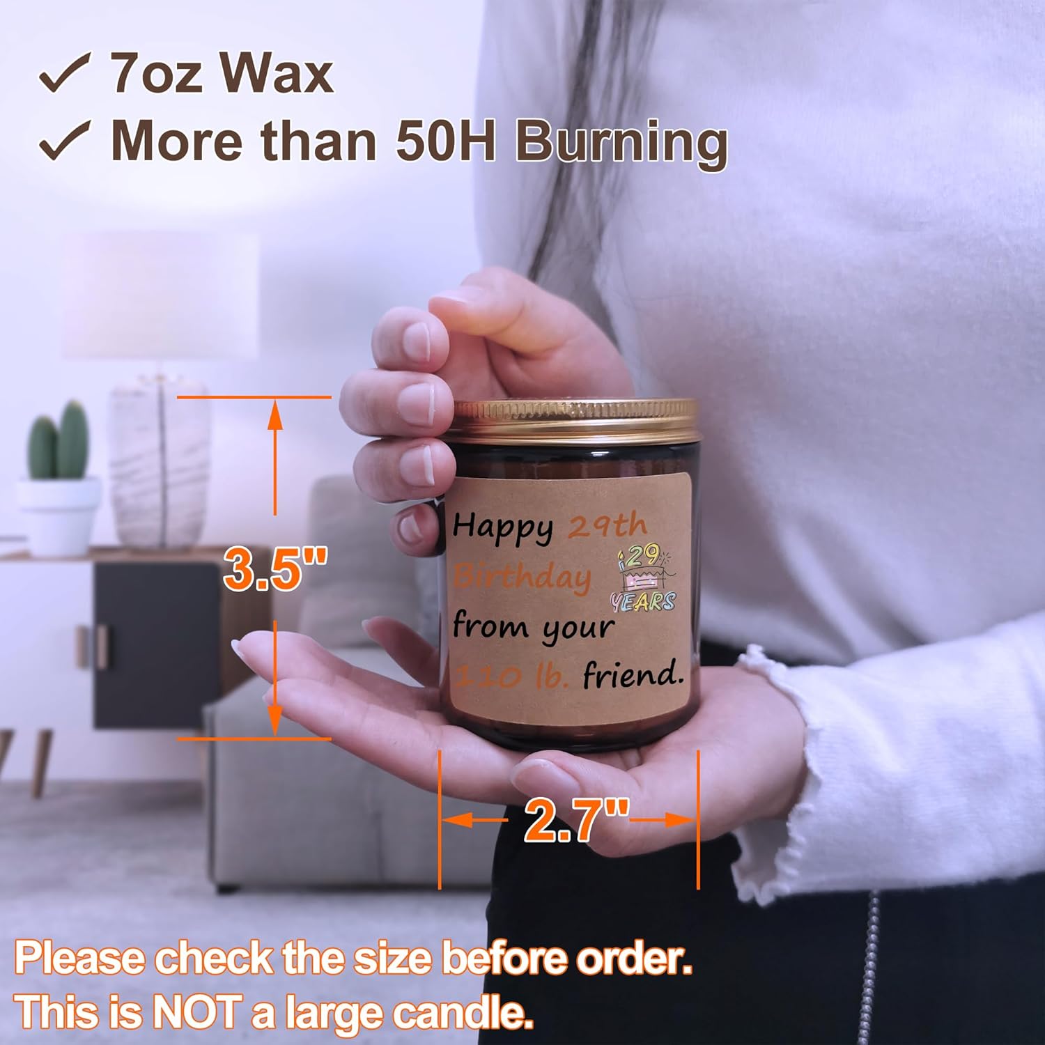 Best Friend Birthday Gift For Women, Funny Happy 29Th Birthday From Your 110 Lb Friend Candle Gifts For Women, Happy 30Th 40Th 50Th 60Th Bday Gifts For Bff Bestie, Vanilla