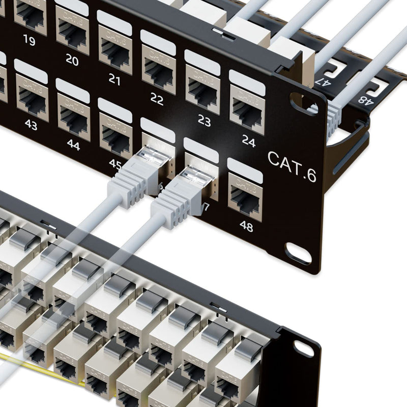 48 Port Rj45 Through Coupler 2U Cat6 Shielded Patch Panel Stp 19-Inch With Bac