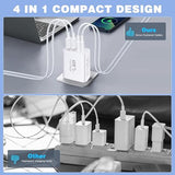 2 Pack 40W 4 Port USB C Fast Charger with 10FT USB C Cable for iPhone 17 16 15