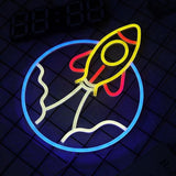 Rocket Neon Sign LED Space Theme Wall Light USB Powered Bedroom Gaming Room Decor for Teen Boys