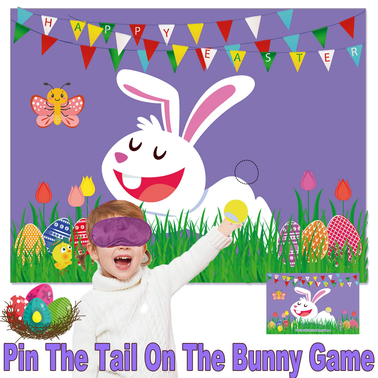 Easter Games For Kids Pin The Tail On The Bunny With 24 Stickers Easter Party Games Easter Rabbit Game For Easter Party Decorations Easter Egg Hunt Activities