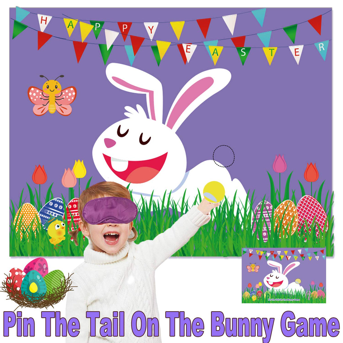 Easter Games For Kids Pin The Tail On The Bunny With 24 Stickers Easter Party Games Easter Rabbit Game For Easter Party Decorations Easter Egg Hunt Activities