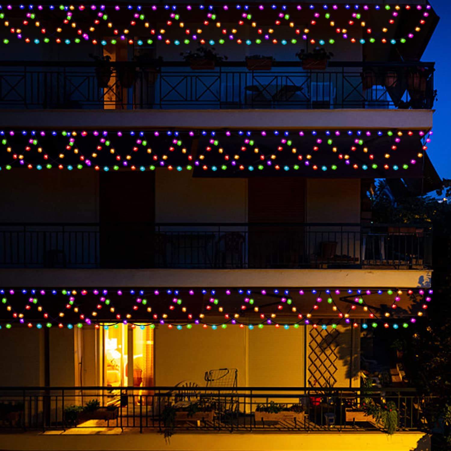 Christmas Decorations 380 Led Christmas Lights 8 Modes Half-Round Extenable String Lights For Xmas New Year Patio Yard I